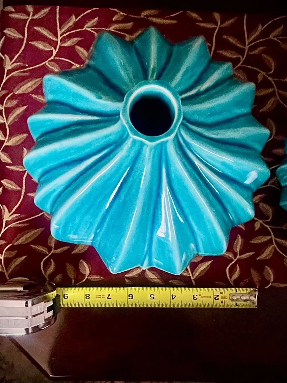 ♥️ Large Turquoise Ribbed Ceramic Vase - Decorative Home Accent
